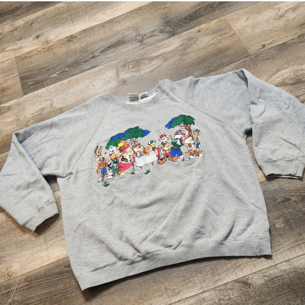 Acme Clothing Co Looney Tunes Sweatshirt Unisex Large Gray EUC 1991 Golf Rare